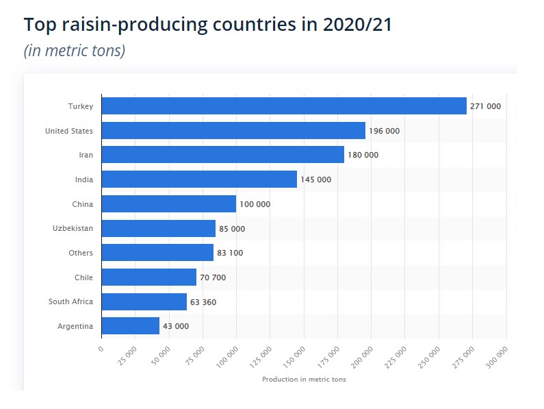 raisin producer countries 2021